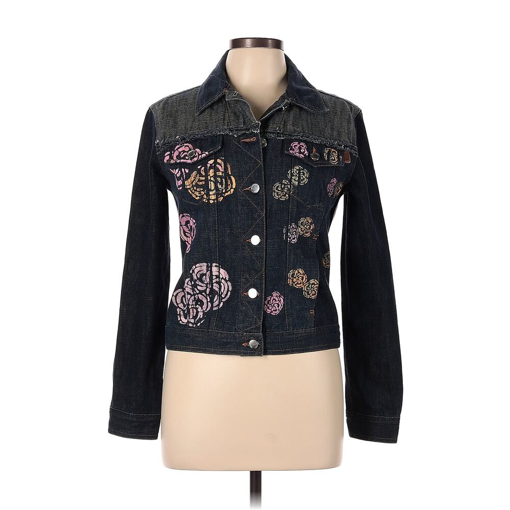 Moschino Jeans Outerwear Jeans Jacket Embroidered Layered Size 10